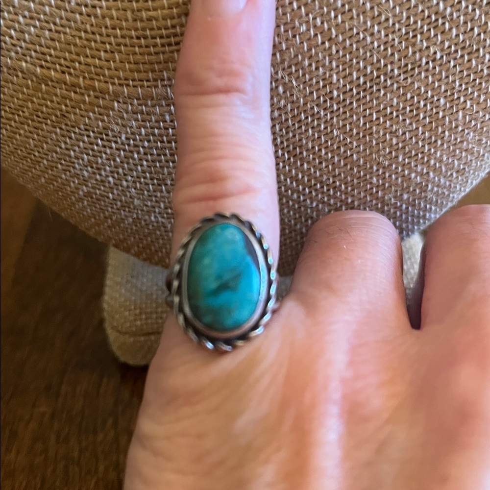 Turquoise ring size 4.5 Unmarked but tested - Picture 5 of 9